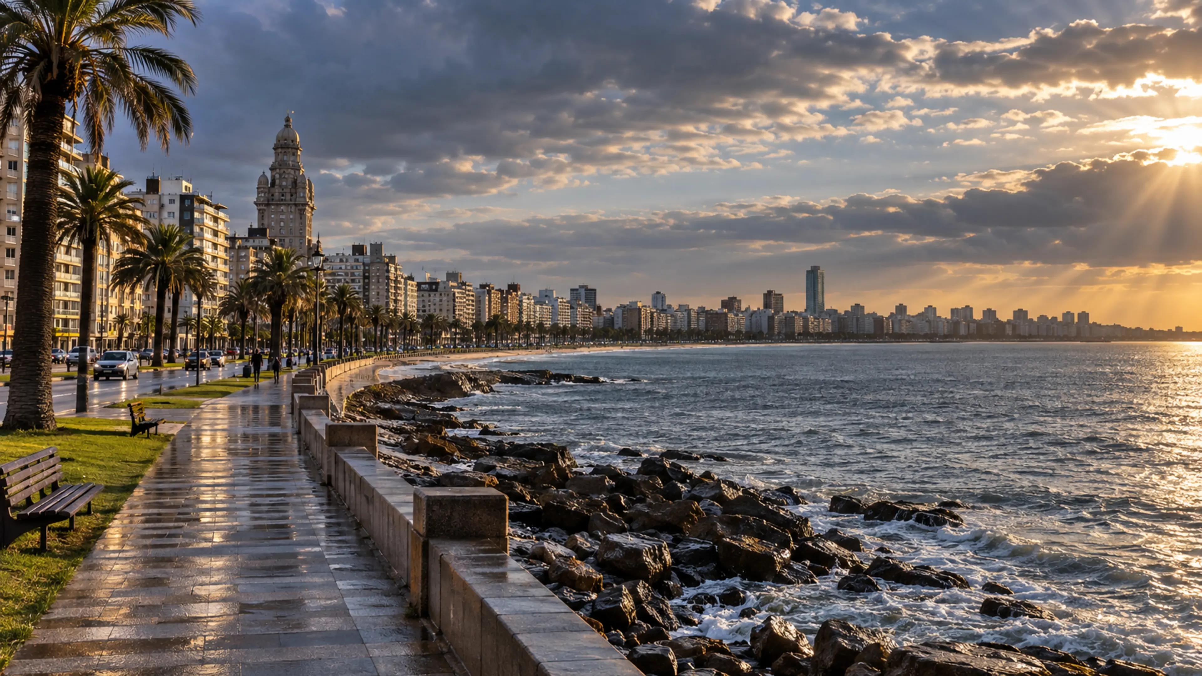 Rambla de Montevideo al atardecer